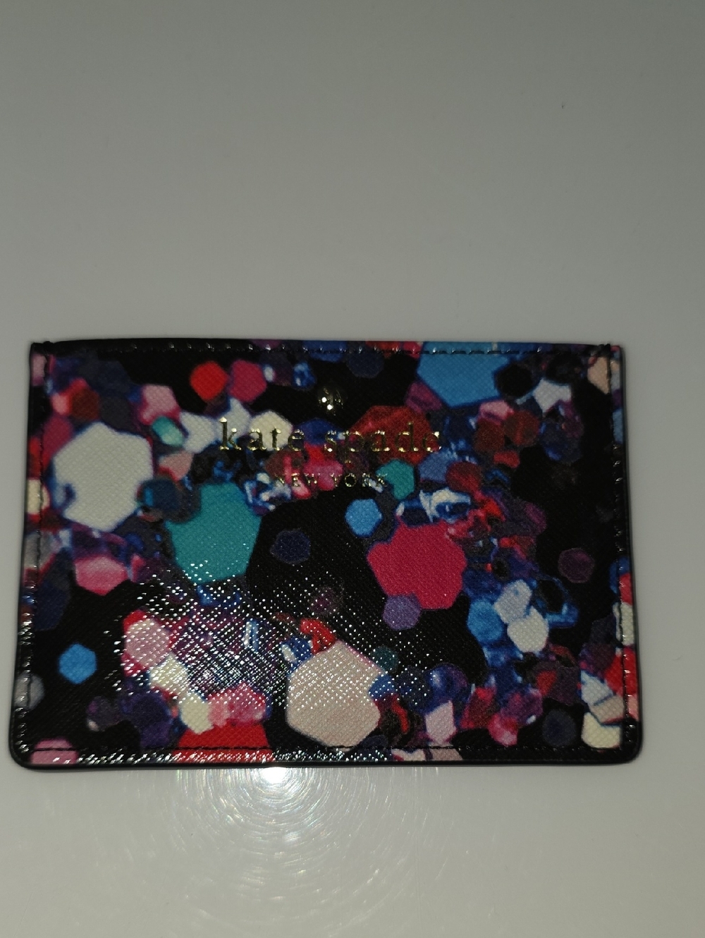 kate spade Black Multicolor Confetti Card Holder